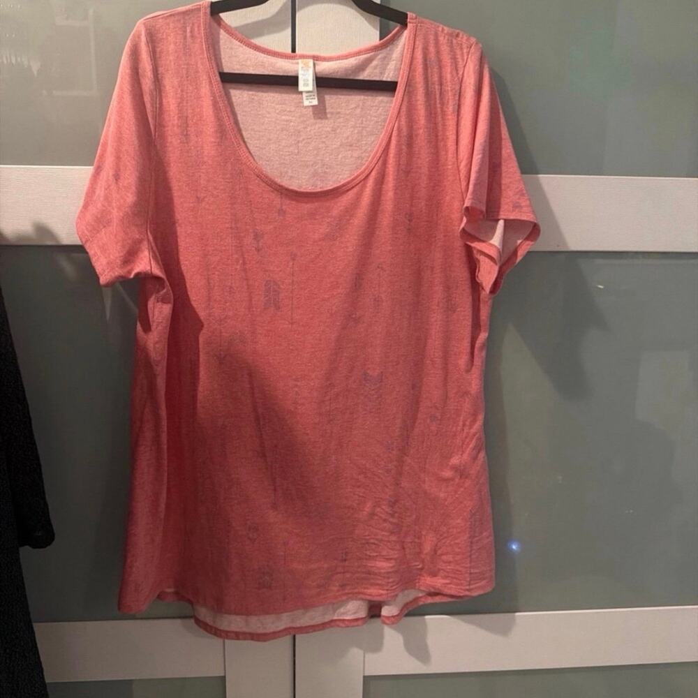 LuLaRoe Classic Tee 2XL Pink Heather Short Sleeve Stretch Casual Top Plus size